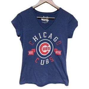 Touch by Alyssa Milano Chicago Cubs Blue V-Neck T-Shirt Shirt Women's Small